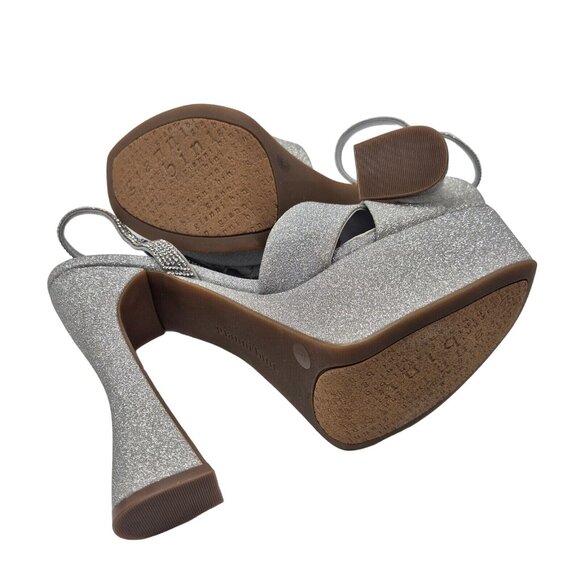 Gianni Bini Women’s Platform Heels Size 9.5 Silver Glitter Rhinestone Dempse 674 - Picture 11 of 13